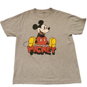 Mickey Mouse Disney Adult Large Gray T-Shirt Graphic Tee Short Sleeve Unisex